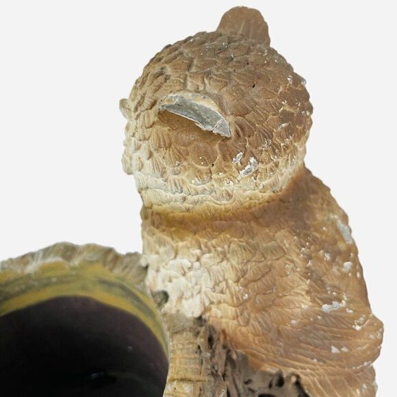 Vintage Stone 5.5" Owl Stump Log Planter "Nature" Autumn Fall Succulent Pinecone - Picture 12 of 12